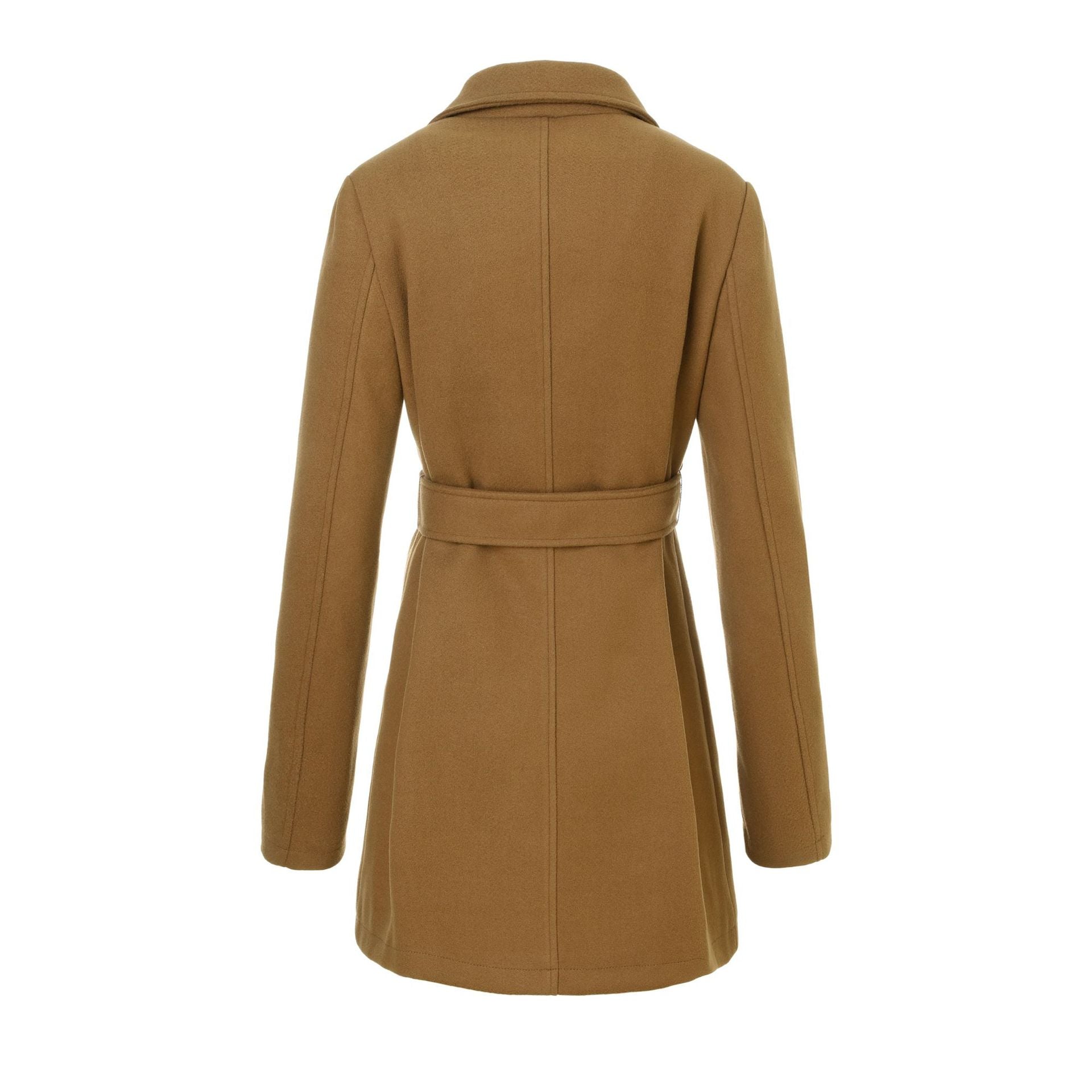 Women's tailored double-breasted wool coat with tie belt and lapel collar Chichicherry