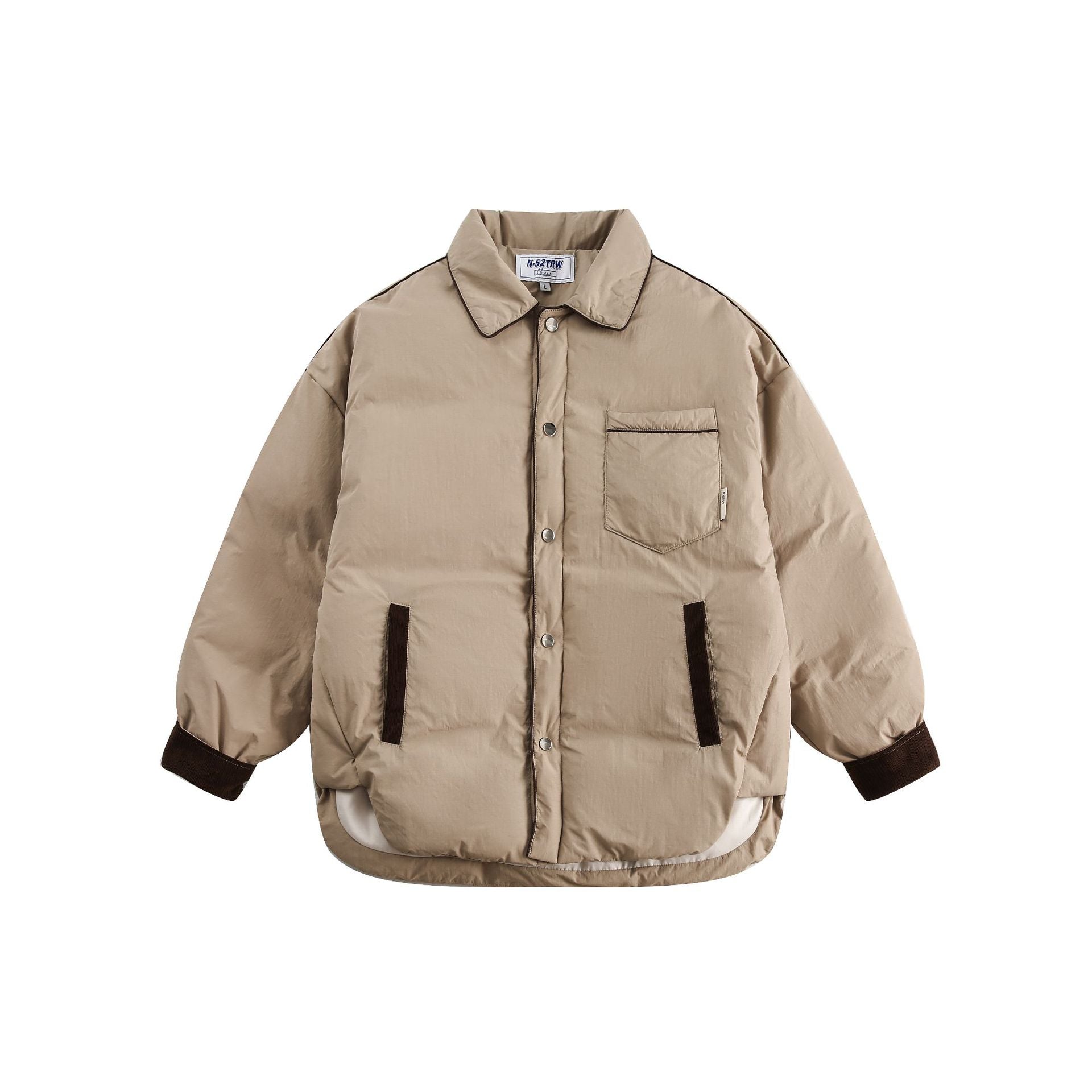 Unisex Short Cut Quilted Blouson Jacket with Shirt Collar and Cord Cuffs Chichicherry