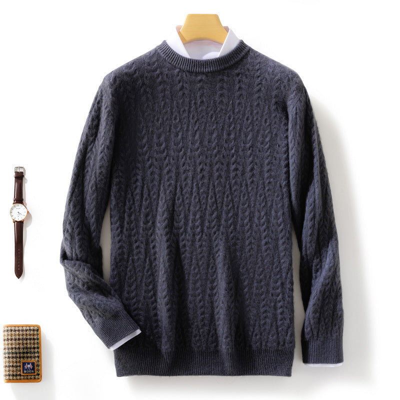 Men's premium cable knit sweater with round neck and merino blend Chichicherry