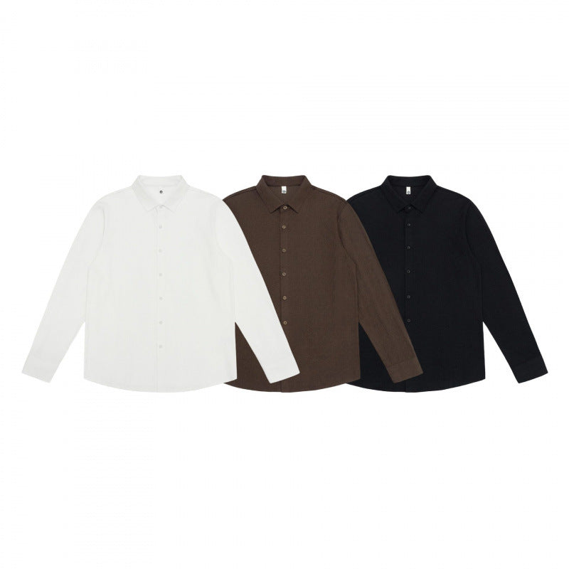 Men's fine cotton shirt with Kent collar, full button placket and rounded hem Chichicherry