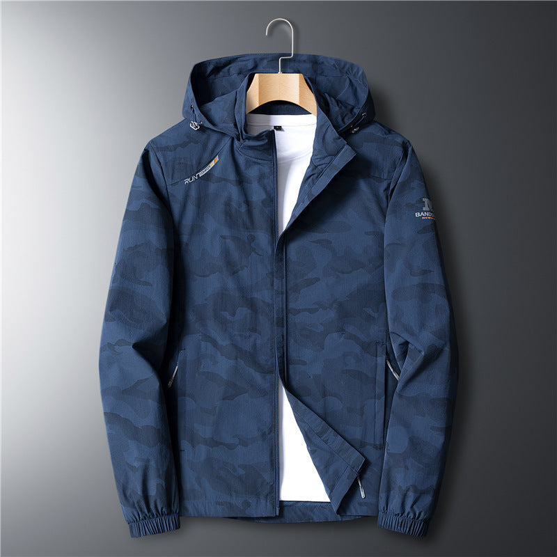 Men's Ultralight Softshell Hoodie with Camouflage Pattern, Water-Repellent and Breathable Mesh Lining Chichicherry