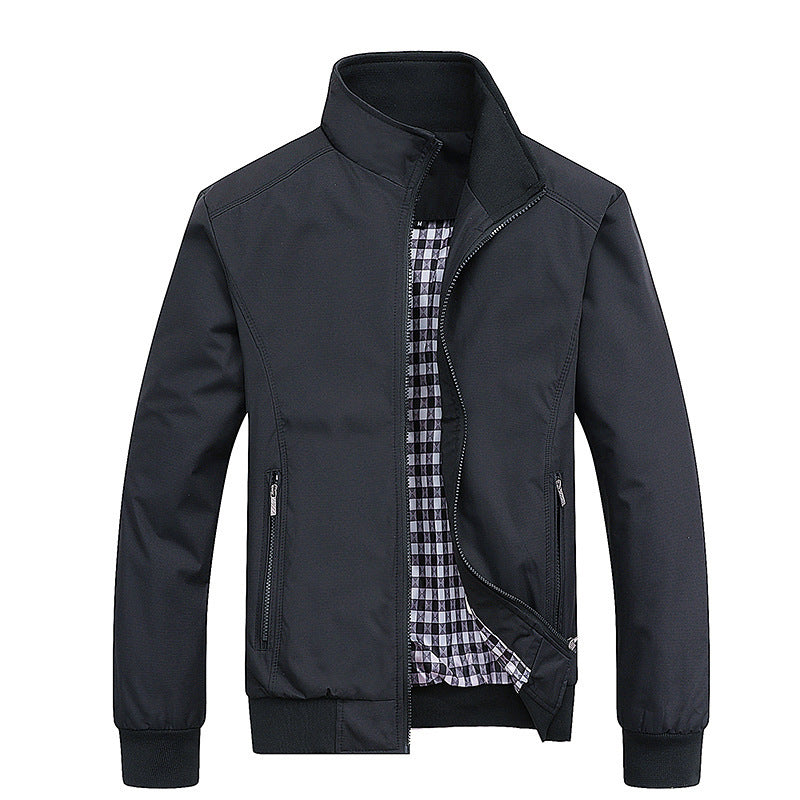 Men's Urban Stand-Up Collar Blouson made of wind-resistant softshell with checkered thermal lining Chichicherry