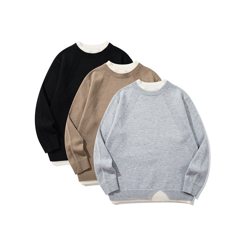 Unisex fine knit sweater with raglan seam and triangular hem adornment Chichicherry