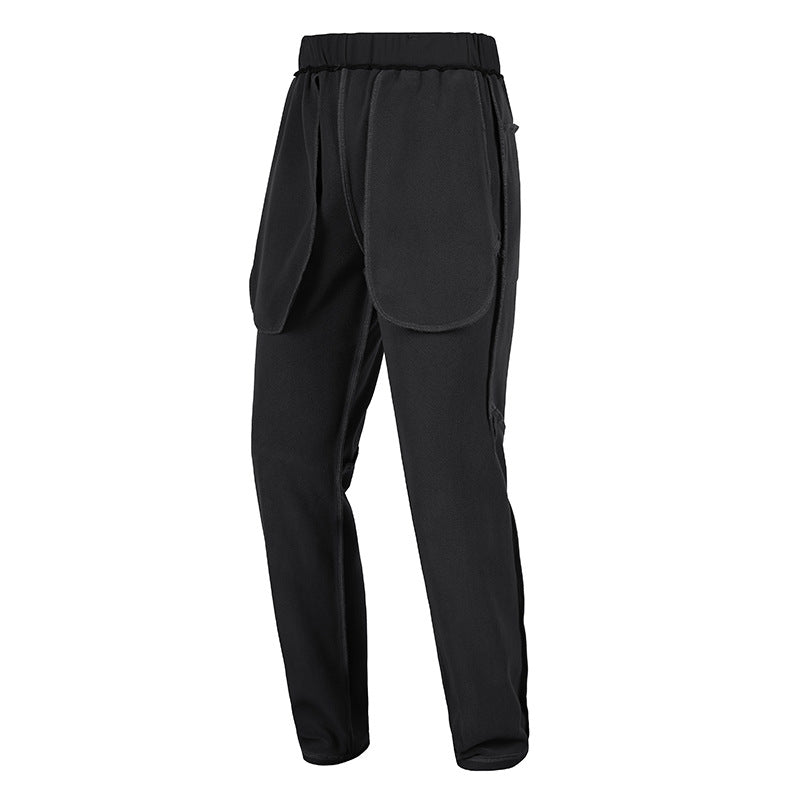 Men's Technical Cargo Fleece Pants with Oversized Flap Pockets and Elastic Waist Chichicherry