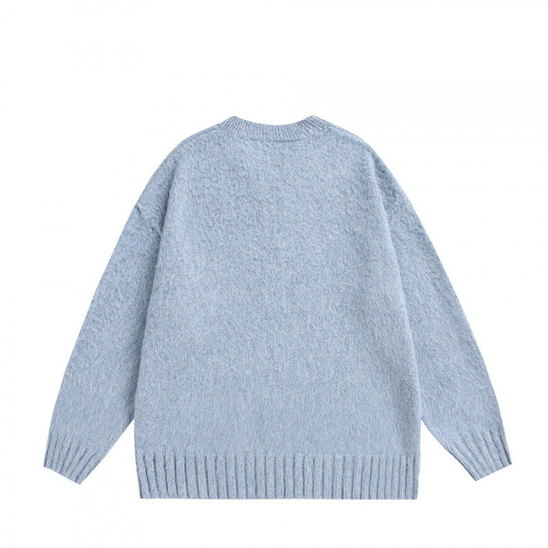 Unisex Oversize Fleece Sweater with V-Slit Collar and Boucle Look Chichicherry