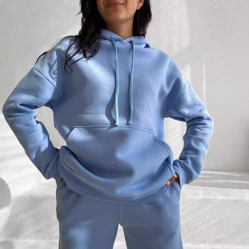 Damen Oversize Loungewear-Set aus weichem Baumwollmischfleece mit Kapuzenpullover und schmal zulaufender Jogginghose Chichicherry