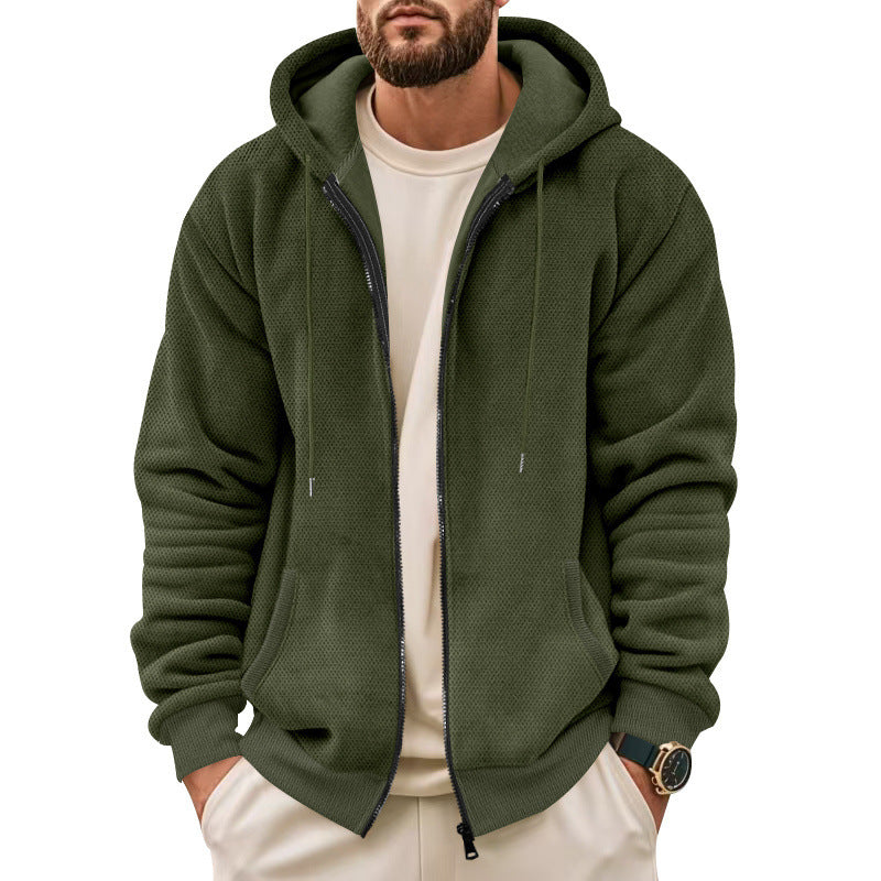 Men's Structured Hoodie Sweatshirt with Full Zip, Side Pockets and Ribbed Cuffs Chichicherry
