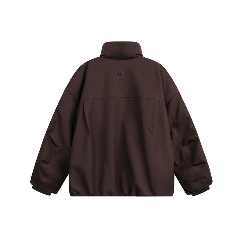 Unisex Wide Cut Utility Fleece Jacket with Stand-Up Collar and Multiple Zipper Pockets Chichicherry