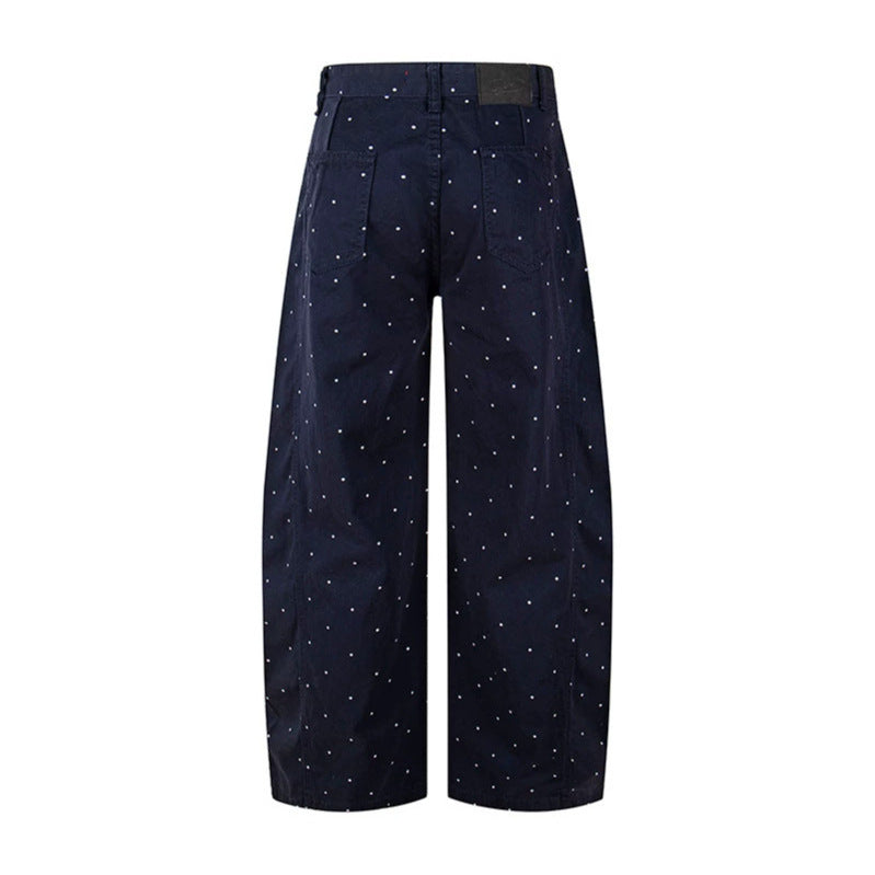 Women's High-Waist Palazzo Pants in Culotte Style with Wide Leg and Subtle Dot Pattern Chichicherry