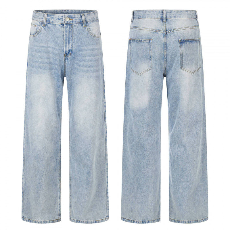 Women High-waisted wide jeans with wide leg, vintage wash and classic pocket design Chichicherry