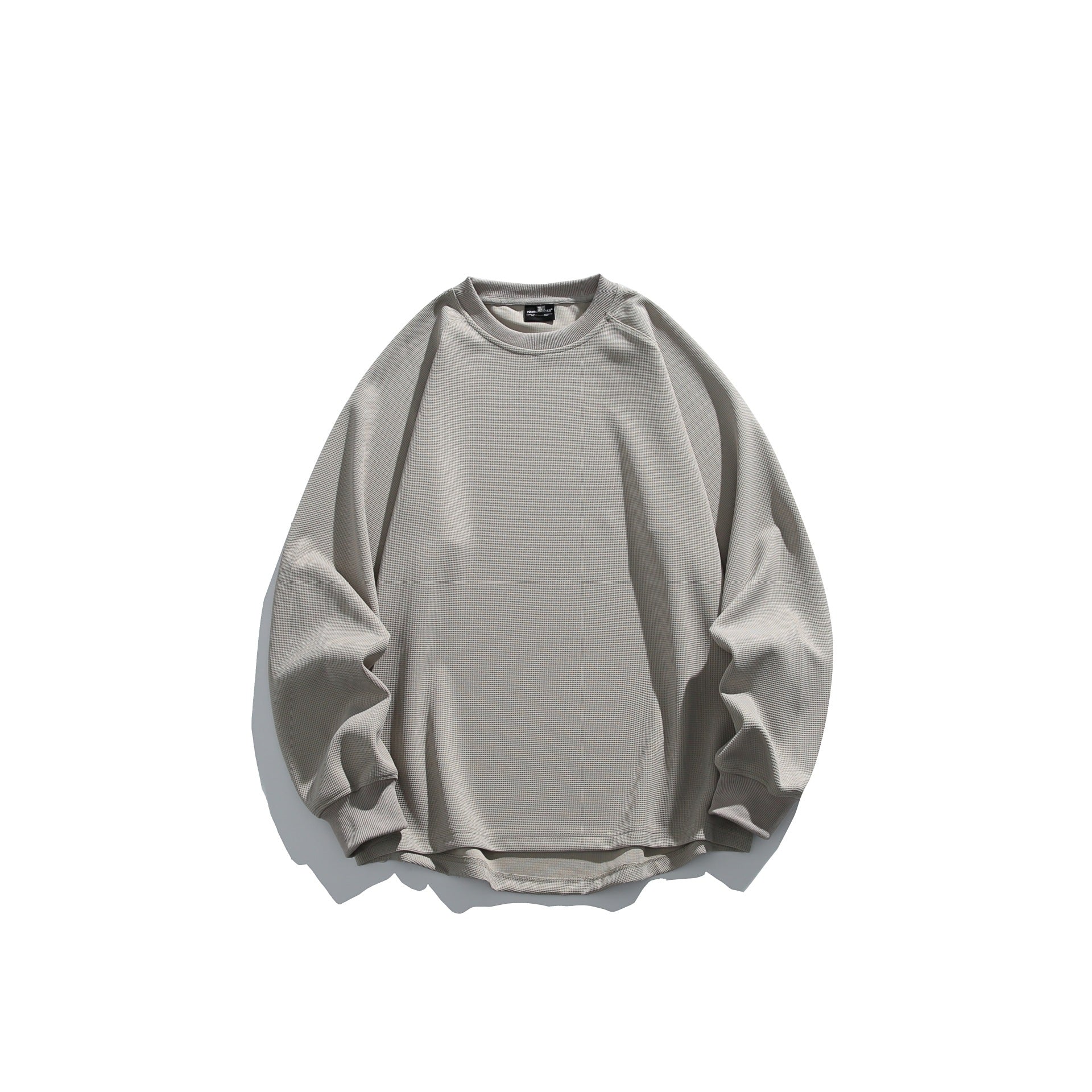 Unisex Oversize Waffle Knit Sweatshirt with Round Neck