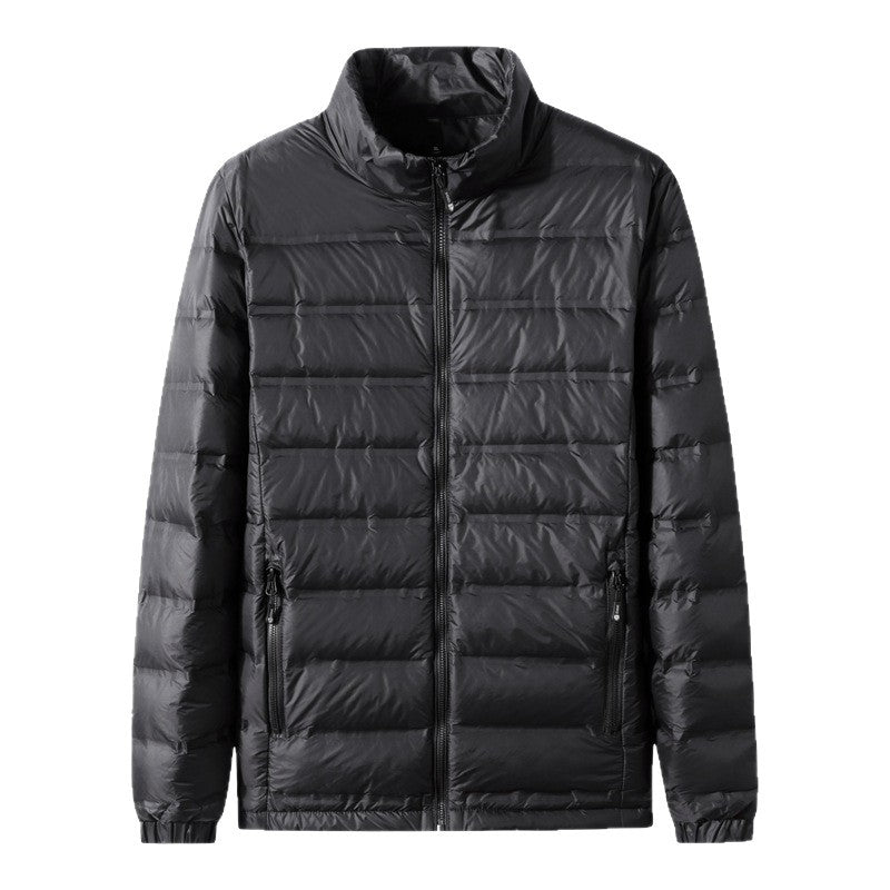 Men's Lightweight Thermal Quilted Coat with Stand-Up Collar, Two-Way Zipper and Concealed Side Pockets Chichicherry