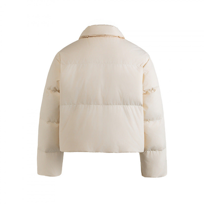 Women's cropped padded transitional jacket in a boxy cut with shirt collar and drawstring Chichicherry
