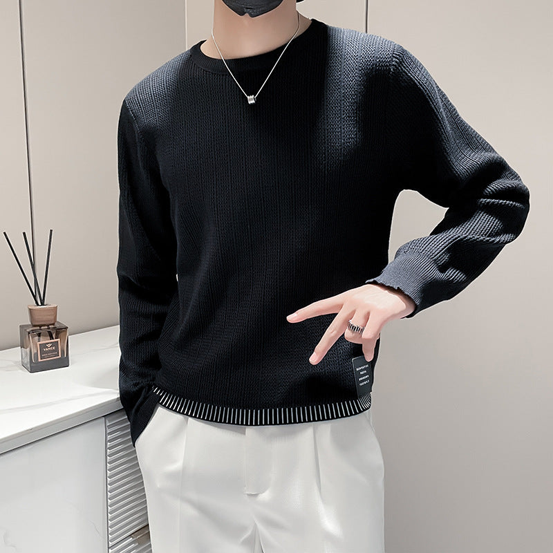 Herren Feinstrick-Pullover mit dezenter Rippenstruktur und kontrastiertem Saum Chichicherry