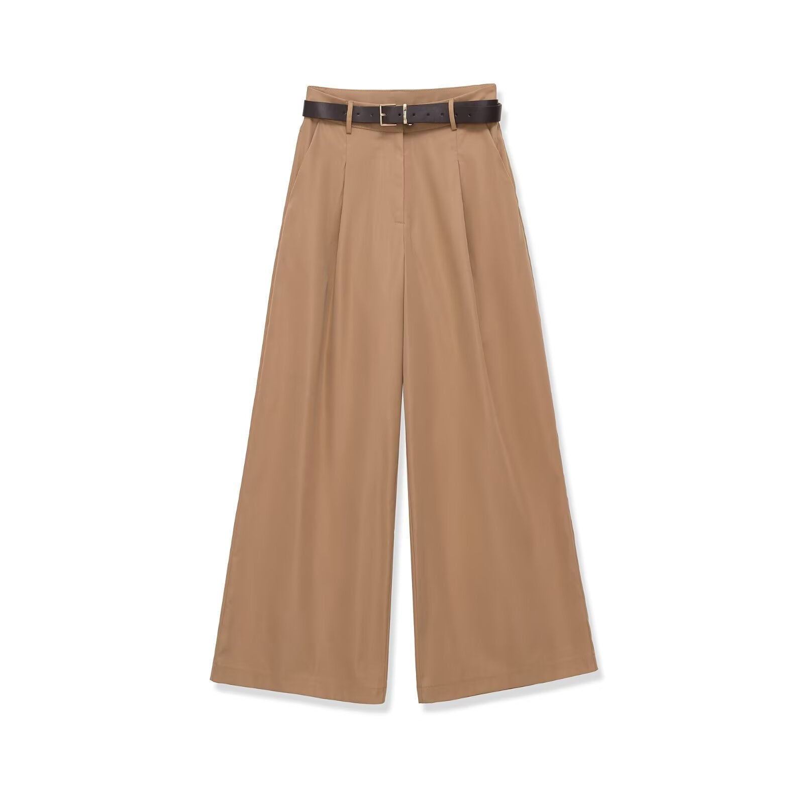 Women's culotte-inspired high-waist palazzo pants with crease and waist belt Chichicherry