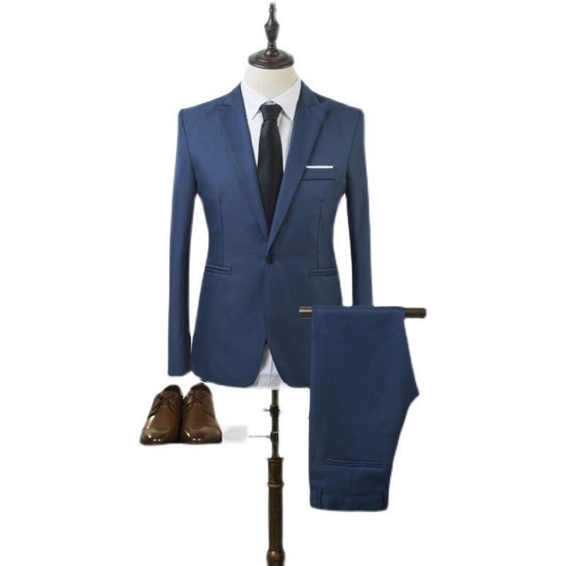 Men's Tailored Single-Button Suit Set in Slim Fit with Slim Suit Pants Chichicherry