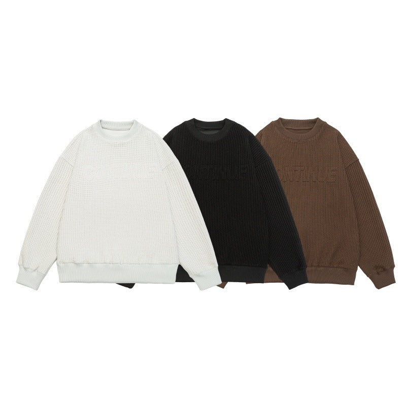 Unisex Boxy Knit Sweater with chunky ribbed texture and round neck Chichicherry