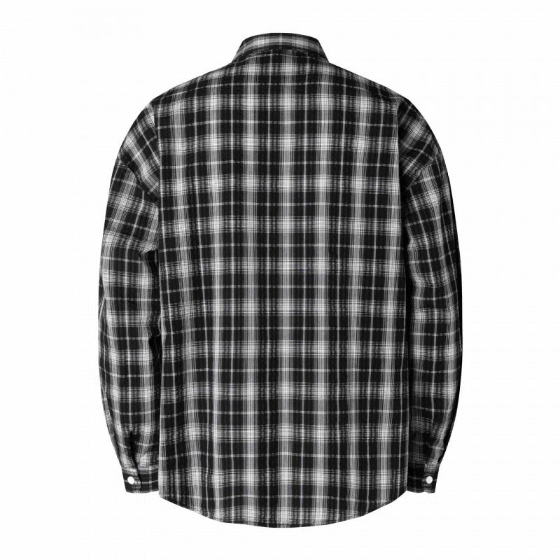 Unisex Oversized Checkered Shirt in Linen Blend with Shirt Collar, Chest Pocket, and Boxy Silhouette Chichicherry