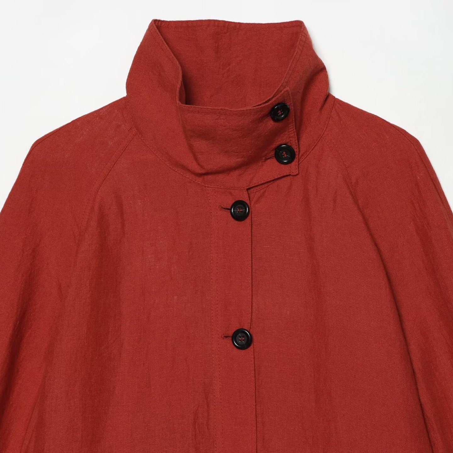 Ladies short jacket with high stand-up collar, continuous button placket and drawstring Chichicherry
