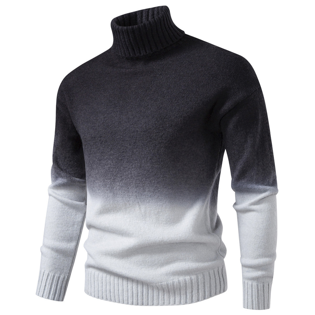 Men's Turtle Neck Sweater with Gentle Gradient and Fine Knit Quality Chichicherry
