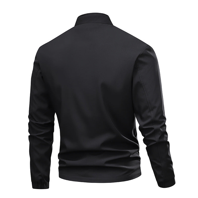 Men's Minimalistic Softshell Bomber Jacket with Stand-Up Collar, Elastic Cuffs & Full-Zip Chichicherry