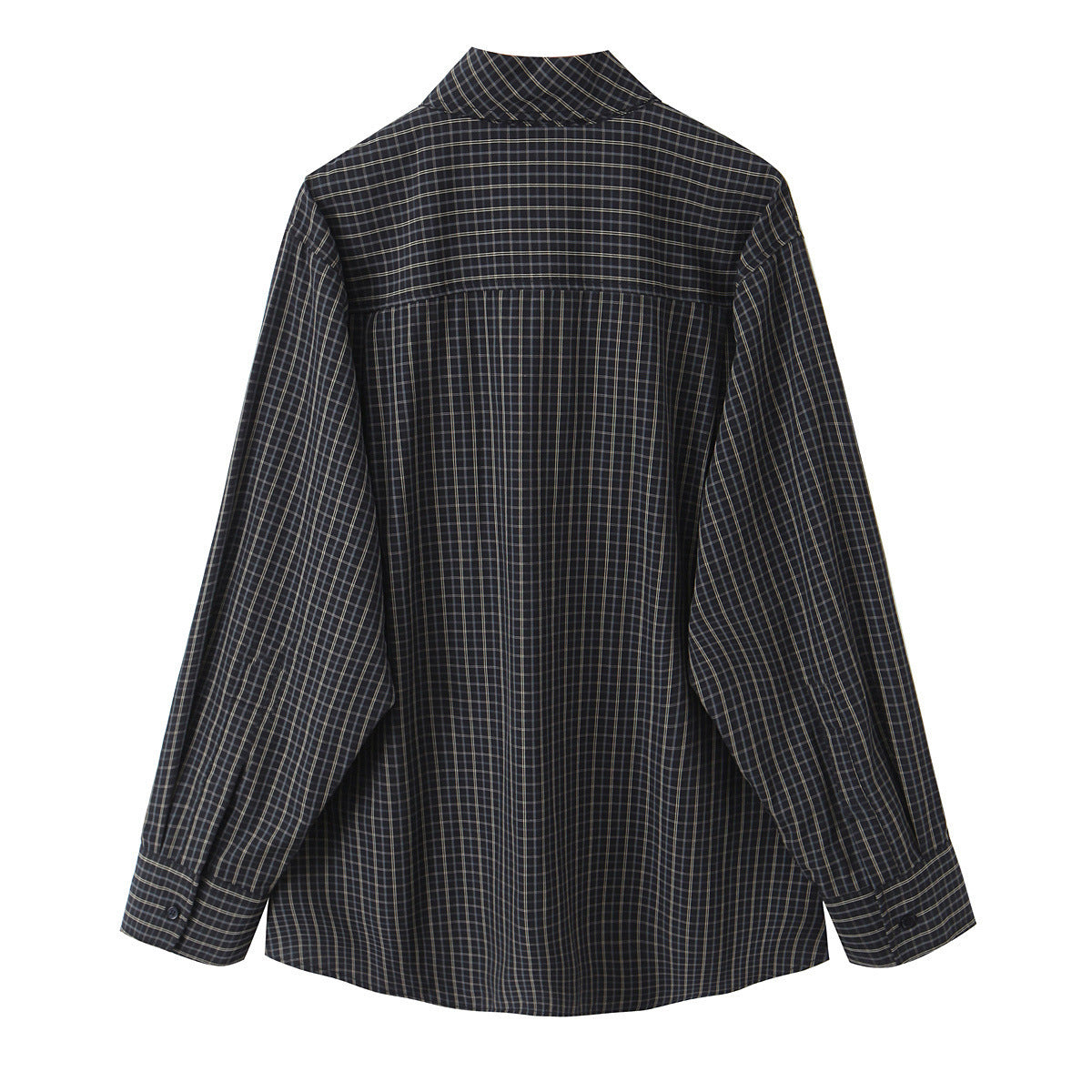 Women Plaid Blouse Shirt with Bow and Loose Fit Chichicherry