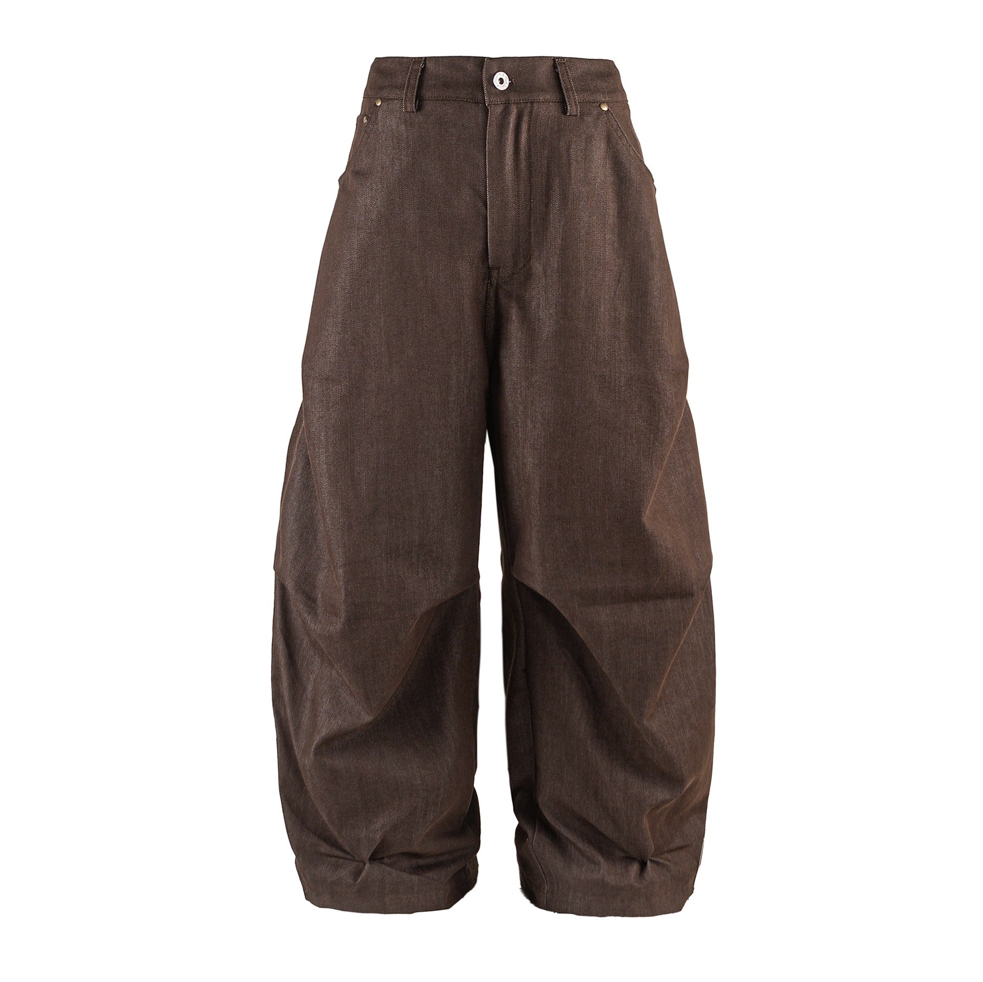 Women Wide Cropped Pants with High Waist, Rolled Cuff and Prominent Knee Pleats Chichicherry