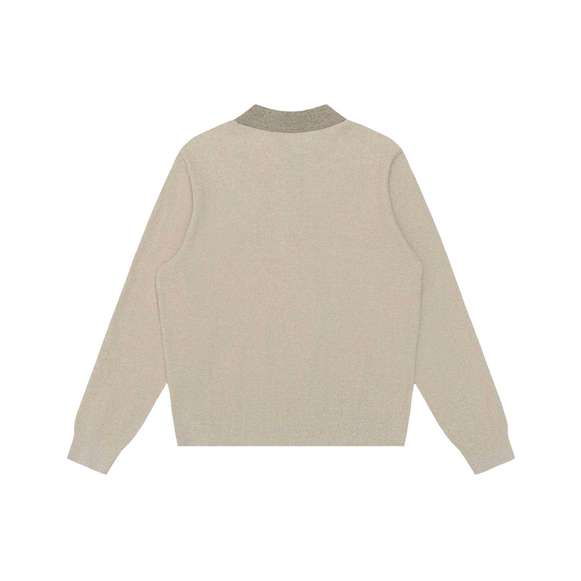 Unisex Structured Polo Collar Knit Sweater with Half Button Placket Chichicherry