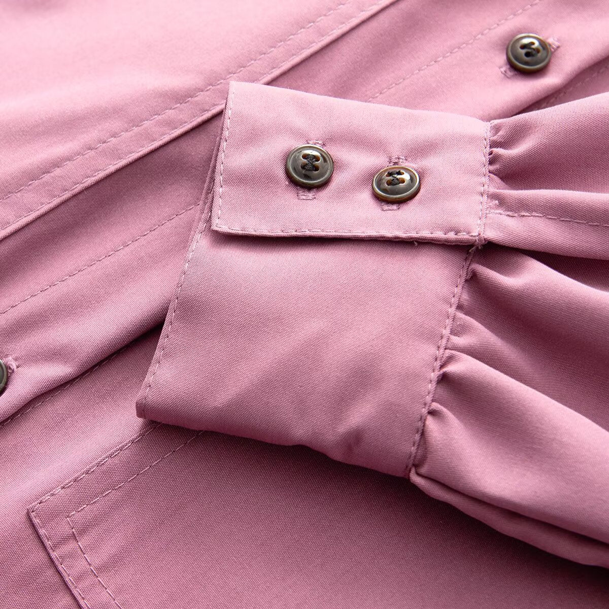 Women's Oversized Utility Shirt Blouse with Drop Shoulder, Flap Pockets and Stand Collar Chichicherry