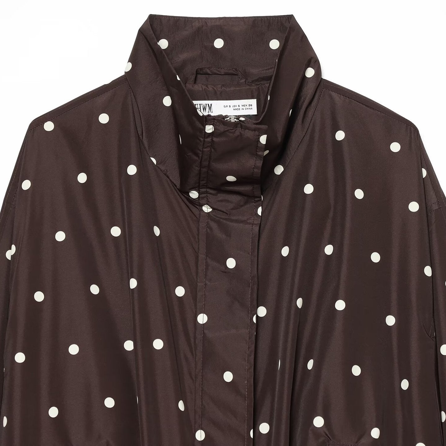 Women's Dotted Lightweight Transition Jacket with Funnel Collar and Elastic Hem Chichicherry