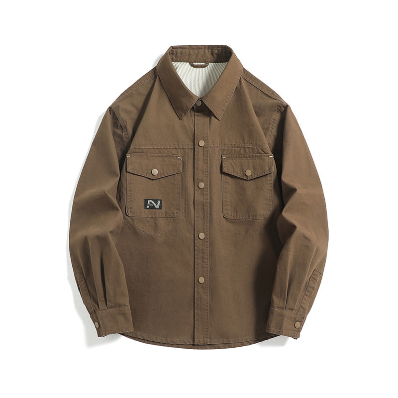 Men's overshirt jacket in workwear style with patch chest pockets and snap button closure Chichicherry