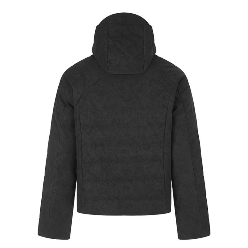 Men's padded short quilted jacket with hood, drawstring and full-length zipper Chichicherry
