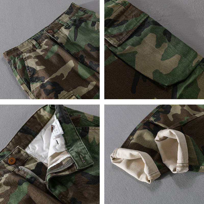Men's Slim-Tapered Cargo Pants in Military Style with Rubber Cuffs and Flap Pockets Chichicherry