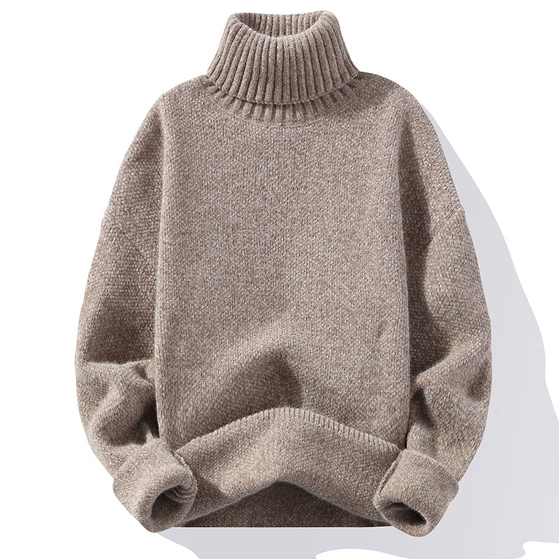 Men's turtleneck sweater made of boucle fine knit with ribbed cuffs Chichicherry