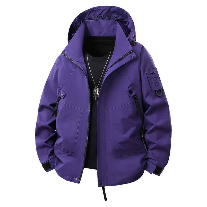 Men's Technical Hooded Softshell Jacket with Water-Repellent Membrane, Zipper Pockets and Adjustable Waist Chichicherry