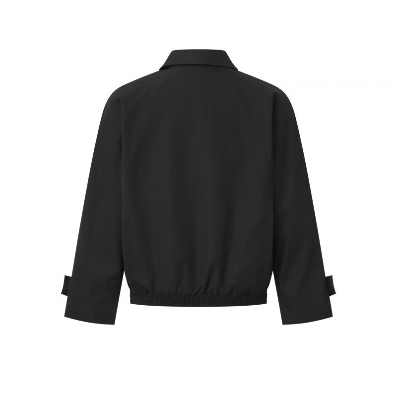 Men's short-cut boxy Harrington jacket with concealed button placket, elastic hem and adjustable cuffs Chichicherry