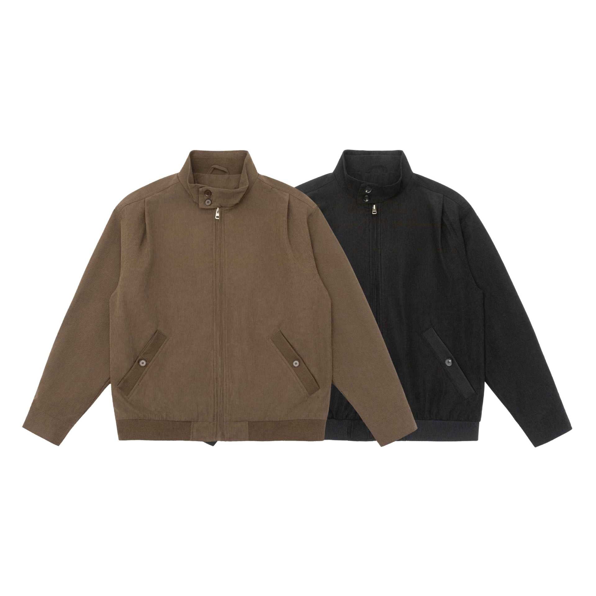 Men's Padded Jacket in Cord Look with Stand-Up Collar and Flap Pockets Chichicherry