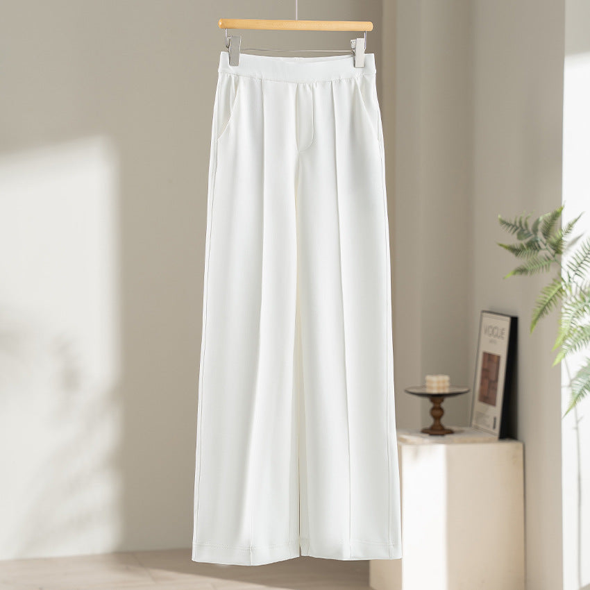 Ladies Wide Highwaist Trousers with Pleat, Elastic Waistband and Side Pockets Chichicherry