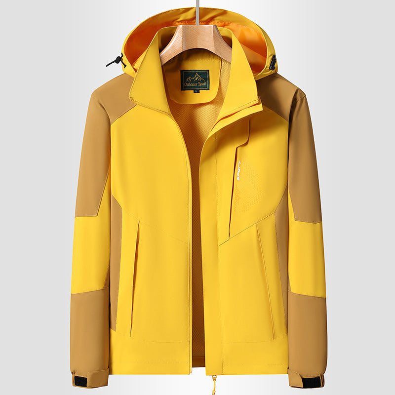 Women Softshell Trekking Jacket with breathable membrane, adjustable hood and colorblock design Chichicherry