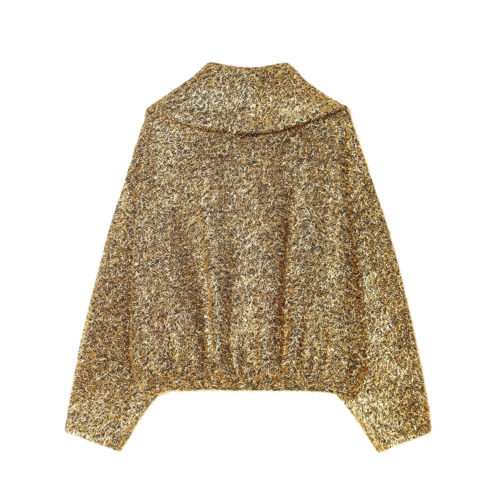Women's cropped bouclé jacket with metallic effect and full-length zipper Chichicherry