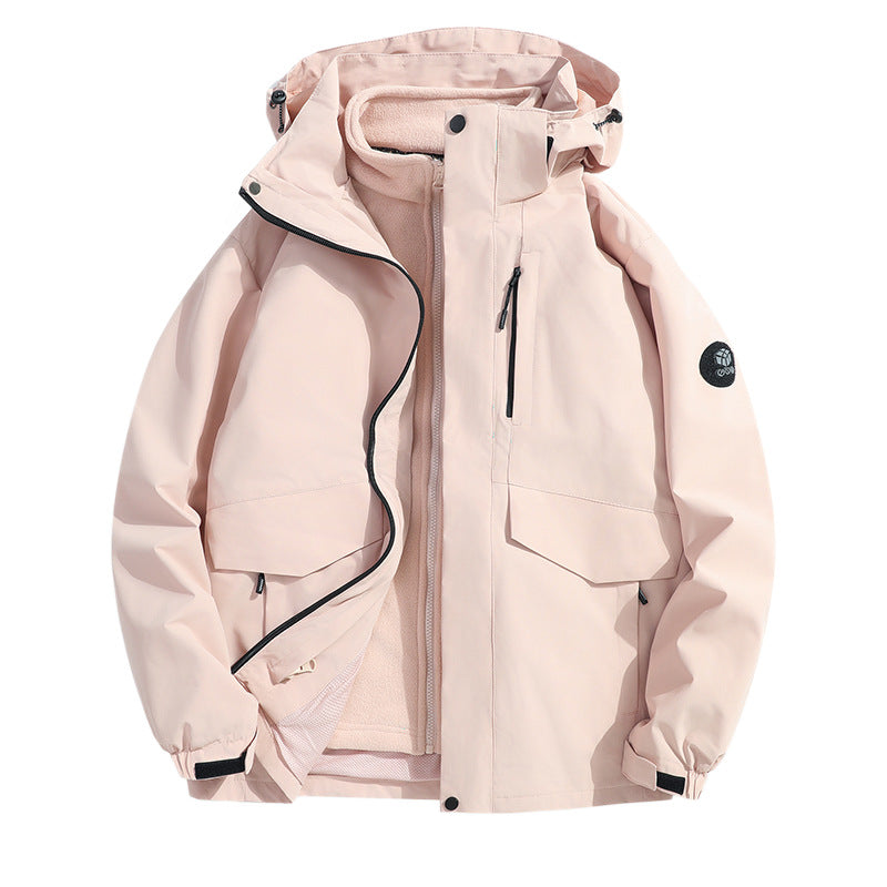 Men's Lightweight Softshell Rain Jacket with Detachable Fleece Lining, Sealed Seams and Multifunctional Pockets Chichicherry