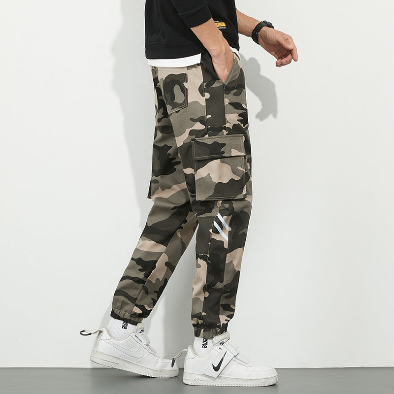 Men's Urban Camouflage Jogger with Utility Pockets and Elastic Ankle Hem Chichicherry