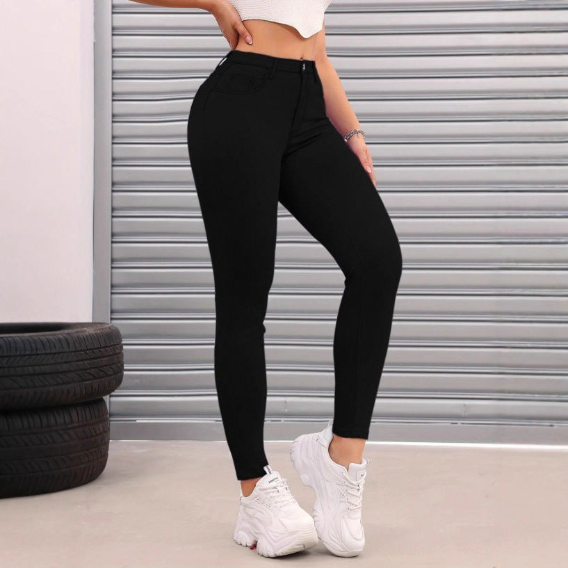 Women's Thermo High Waist Fleece Jeggings in Jeans Look Chichicherry