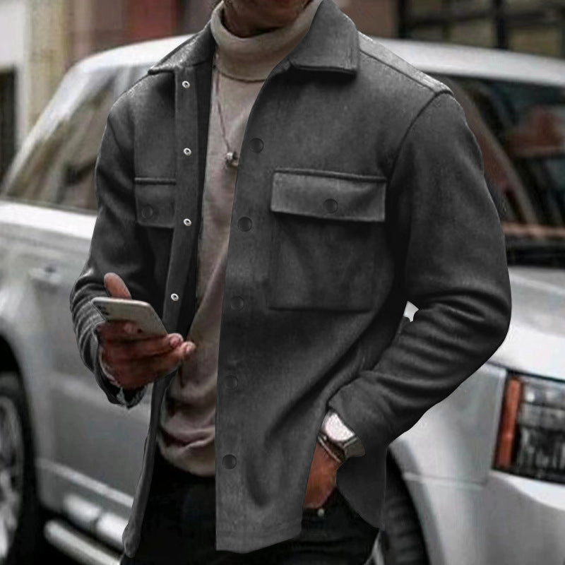 Men's Overshirt-Jacket in Shacket Style with Patch Chest Pockets Chichicherry