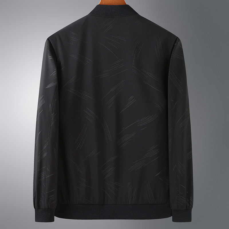 Men's Lightweight Bomber Jacket with subtle texture print, wind-resistant and zipper Chichicherry
