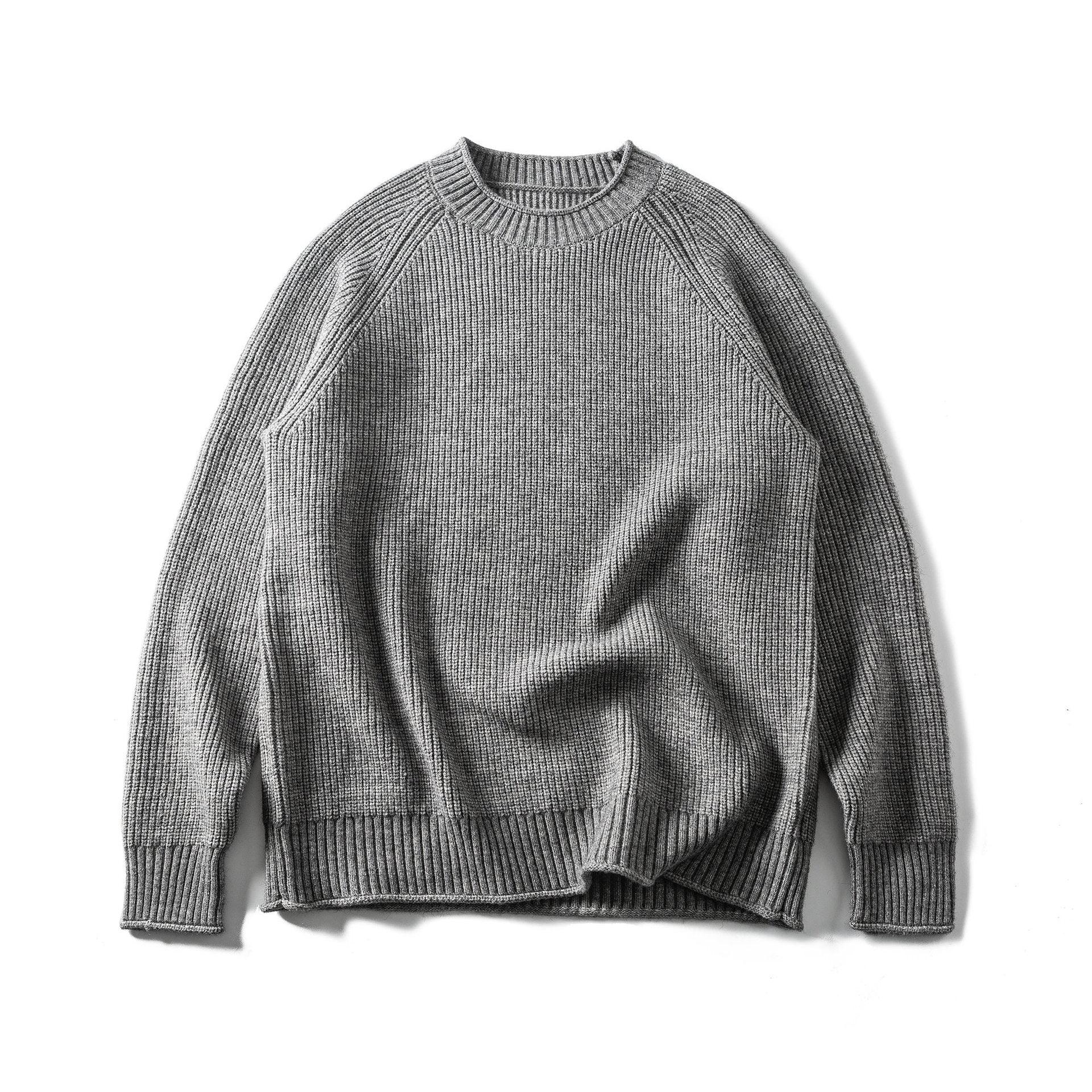 Men's ribbed knit sweater with round neck and raglan sleeves Chichicherry