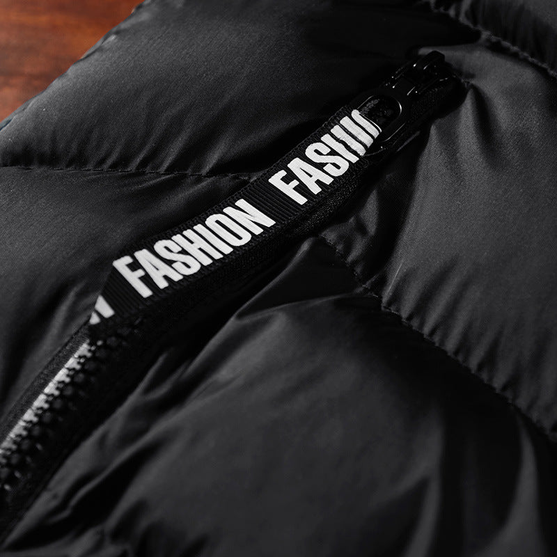 Men's Padded Sleeveless Thermal Vest in Urban Puffer Look with Stand-Up Collar and Zipper Pockets Chichicherry