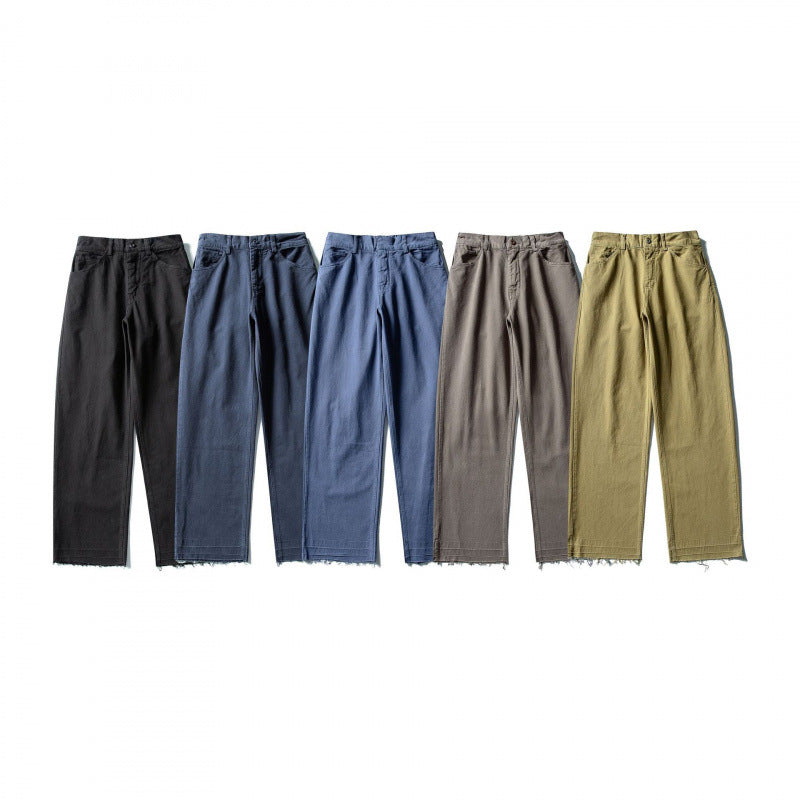 Ladies Wide High-Waist Jeans with Straight Leg and Raw Hem Chichicherry