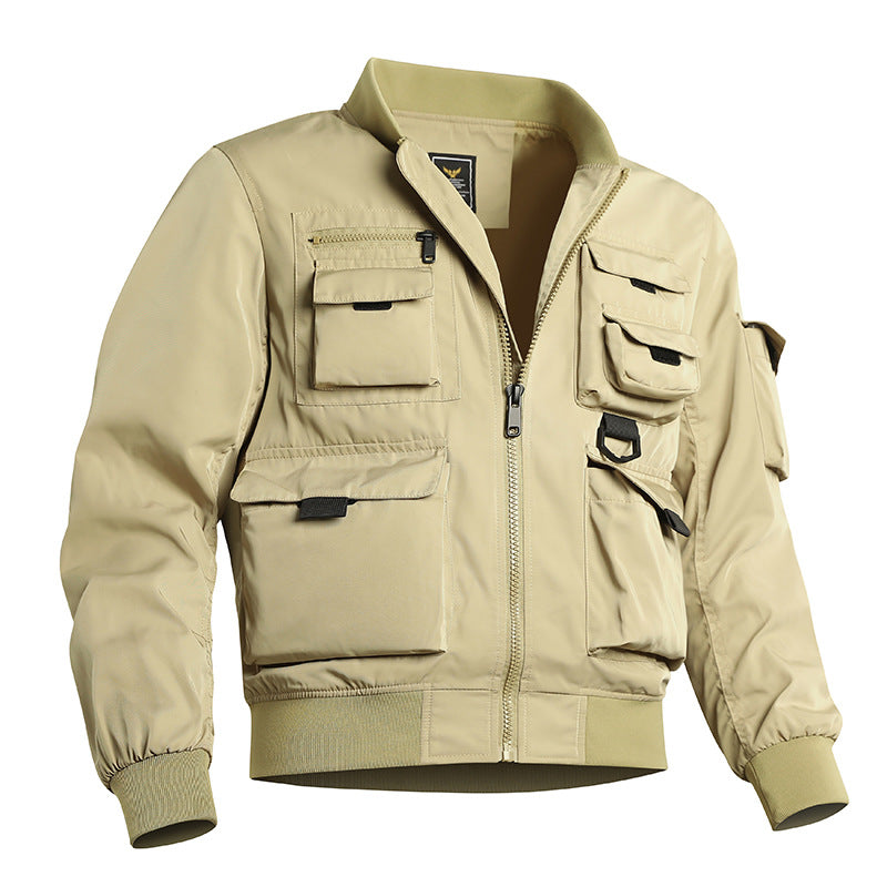Men's utility bomber jacket with multiple pockets and robust nylon construction Chichicherry
