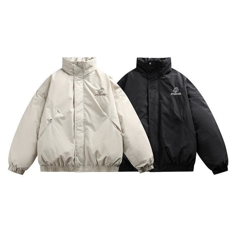 Unisex Boxy padded short jacket with stand-up collar and concealed button placket Chichicherry
